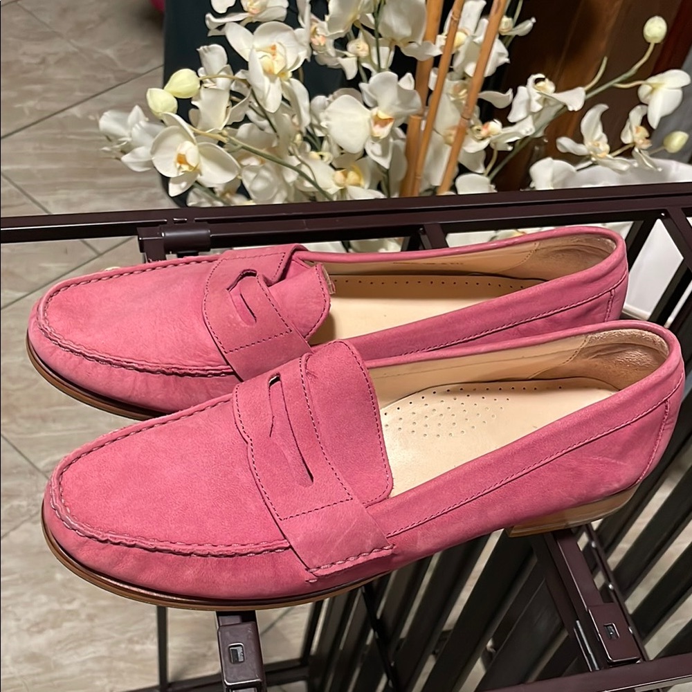 Cole Haan Pink Suede Penny Loafers Flats - Picture 2 of 5